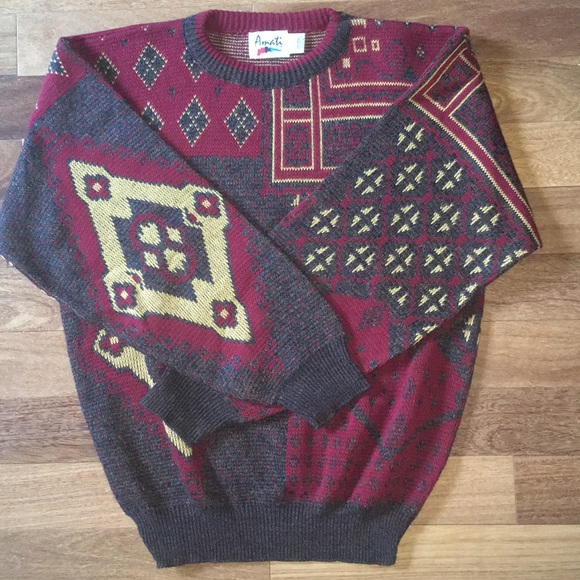 Vintage Other - Vintage Amati Aztec Pattern V Neck Sweater